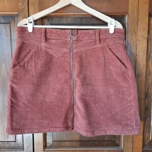 SO Juniors Zip Front Cord Skirt Dusty Rose Pink Corduroy Mini Skirt Size 15/32W